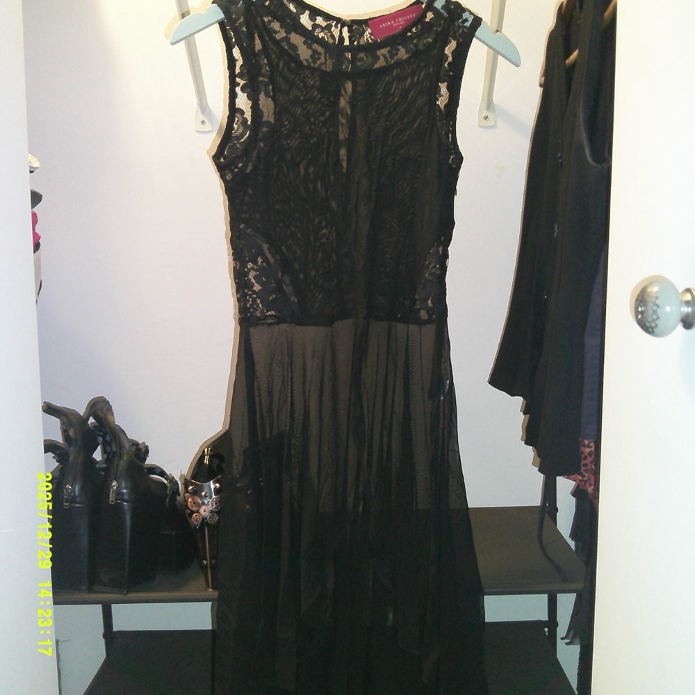 AKIRA Black High Low Lace Dress